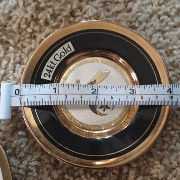 Art of Chokin 24KT Gold Edged Decorative Set black white plate mini vintage - Picture 10 of 16